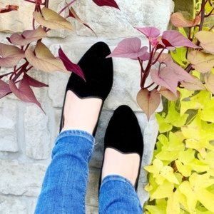 Birdies The Heron Flat in Black Suede Women's Size 8